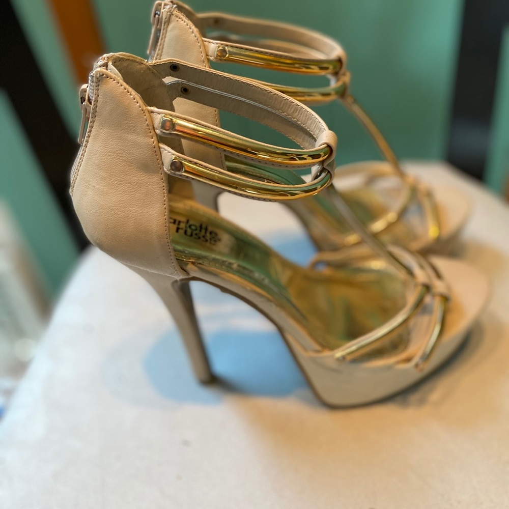 Gold and nude high heels